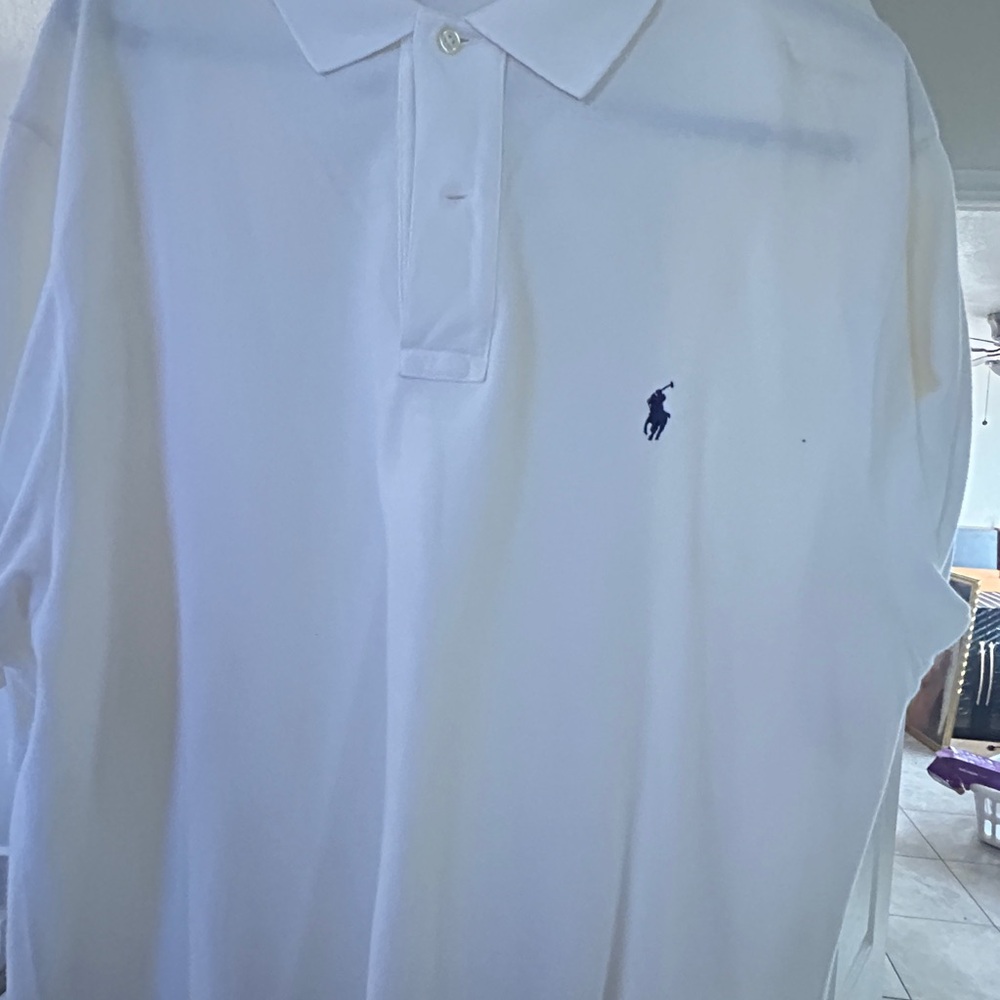 Polo by Ralph Lauren Men's White Polo with Blue Logo